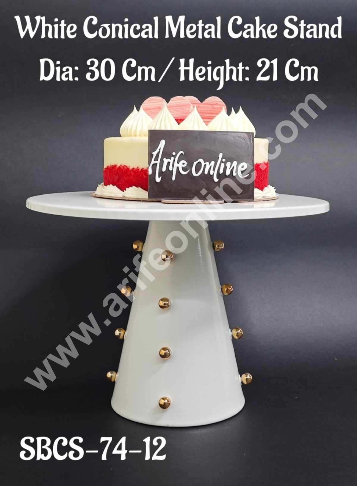 CAKE DECOR™ White Conical Metal Cake Stand | Dessert Stand | Cupcake Stand