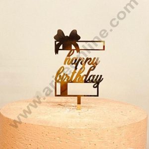 CAKE DECOR™ 5 inch Acrylic Happy Birthday Cake Topper with Gift Cut Out Cake Decoration Dessert Decoration