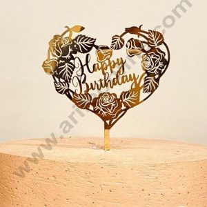 CAKE DECOR™ 5 inch Acrylic Happy Birthday Heart Cut-Out  Cake Topper Cake Decoration Dessert Decoration