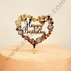 CAKE DECOR™ 5 inch Acrylic Happy Birthday Cake Topper with Heart Cut Out Cake Decoration Dessert Decoration
