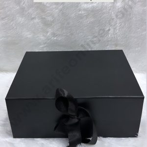 CAKE DECORβ’ Black Color Folding Hard Hamper Box with ribbon | 8X10X4 Inch | Gift Box | Present Box - 1 Pc | (SBBX-HFFB-D19)