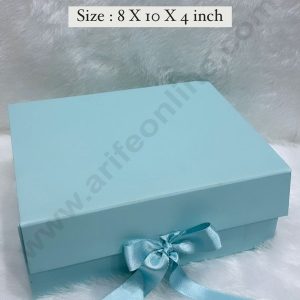 CAKE DECOR™  Sky Blue Color Folding Hard Hamper Box with ribbon | 8X10X4 Inch | Gift Box | Present Box - 1 Pc |  (SBBX-HFFB-D22)