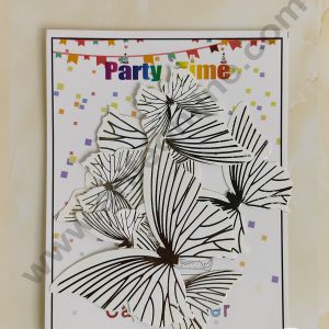 CAKE DECORβ’ 10 Pcs White Butterfly With Golden Lines Paper Topper For Cake And Cupcake