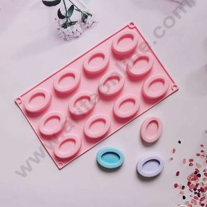 CAKE DECORβ’ 12 Cavity Oval Donut Shape Silicone Moulds for Chocolate, Soaps, Jelly, Muffin Mould