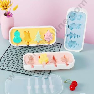 CAKE DECORβ’ 4 Cavity Snowman, Bell, Christmas Tree & Santa Claus Shapes IceCream Mould | Cakesicle Mould | Popsicle Mould