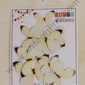 CAKE DECORβ’ 10 Pc Black Border Pastel Yellow Colour Butterfly Paper Topper For Cake And Cupcake Decoration
