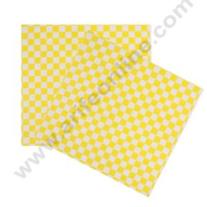 CAKE DECOR™ Imported Printed Parchment Paper | Bento Box Liner | Grease Proof Paper | Wrap Paper -Big Yellow Checks Print /Plaid Print (100 Sheets)