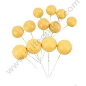 CAKE DECOR™ Mustard Yellow Faux Balls Topper For Cake and Cupcake Decoration - 20 pcs Pack (SB-MustardYellowBall-20)