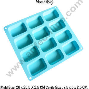 CAKE DECORβ’ 12 Cavity Rectangle Shape Round Edges Silicone moulds for Soaps, Chocolate Jelly Desserts (Big)(SBSM-LBM1361)