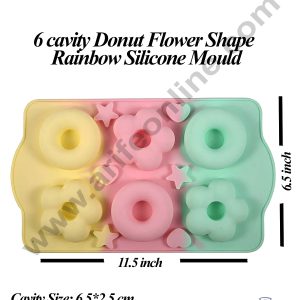 CAKE DECORβ’ 6 cavity Donut Flower Shape Dessert Cake Rainbow Silicone Mould (SBZU523-3)