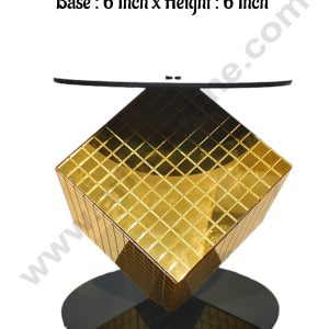 CAKE DECOR™ Golden Disco Square Cake Spacer For Cake and Cupcake Decoration - Base 6 inch X Height 6 inch
