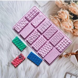 CAKE DECORβ’ 12 Cavity Mini Multi Style Chocolate Bar Silicone Chocolate Mould