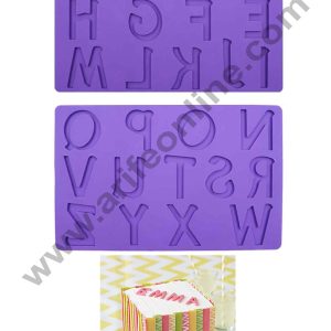 Cake Decor 2pcs Upper Case Alphabets Desing Button And Rope Silicon Fondant And Gumpaste Mould Marzipan Mould
