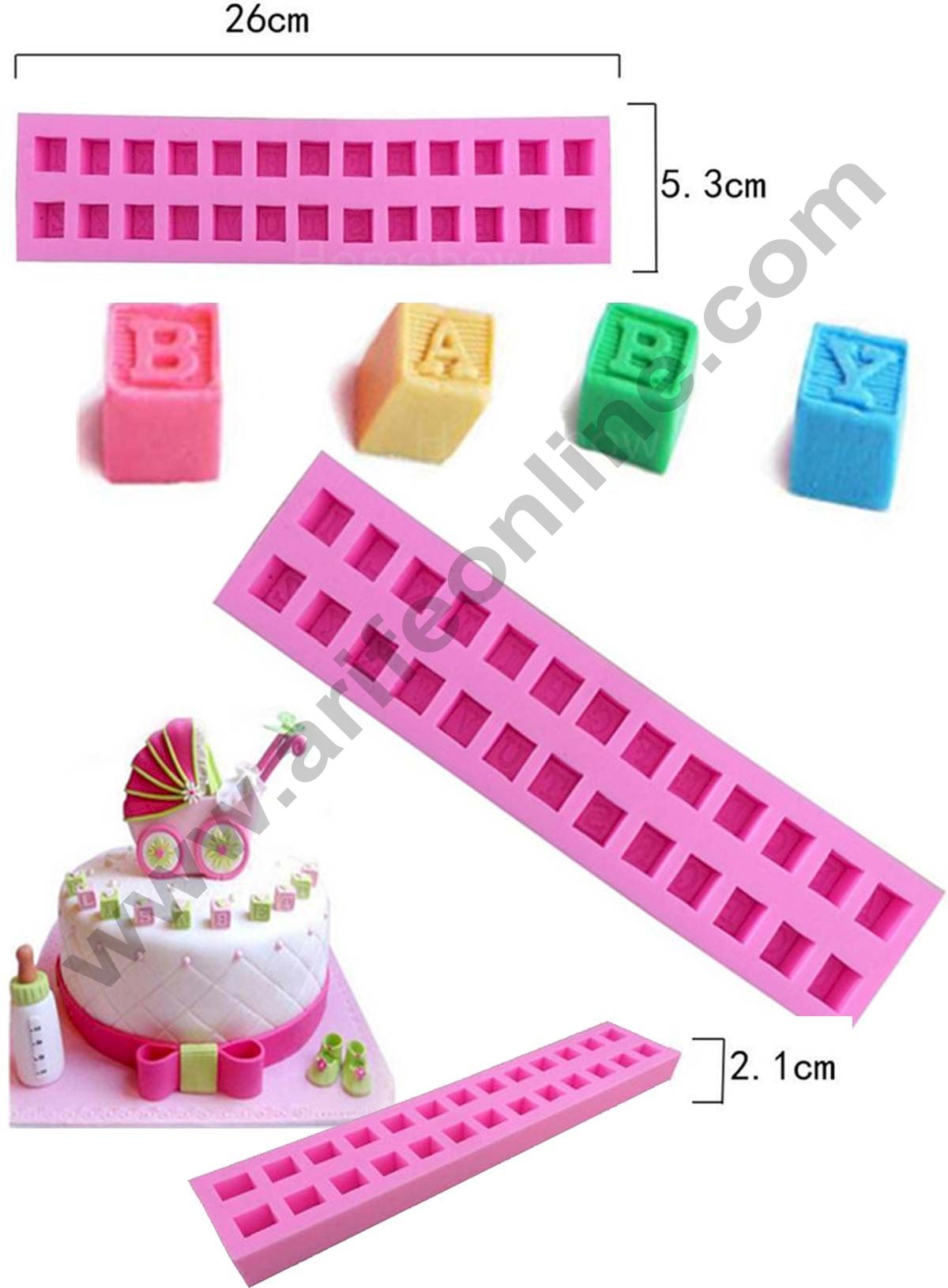 Cake Decor Silicon Block Alphabets Fondant Marzipan Mould