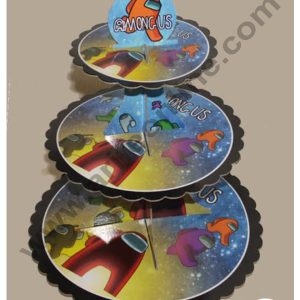 CAKE DECOR™ 3 Tier Among Us Game Theme Cardboard Cupcake Stand - Heavy