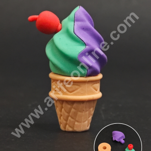 Mini Ice cream With Toppings Rubber Cake Topper - 1 Pc -CAKE DECORβ’