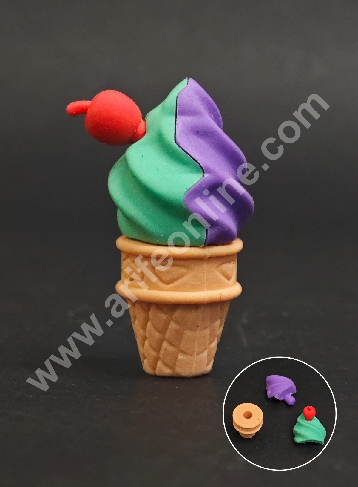 Mini Ice cream With Toppings Rubber Cake Topper - 1 Pc -CAKE DECOR™