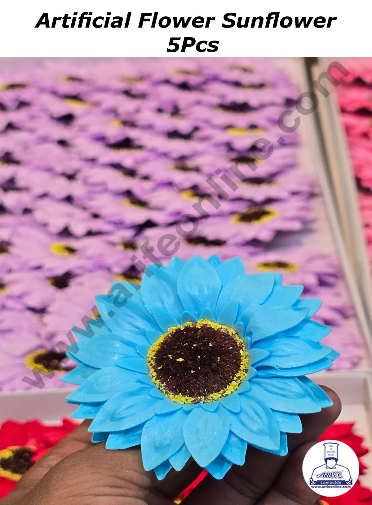 CAKE DECORβ’ Scented Sunflower Artificial Flower For Cake Decoration ( 5 Pcs pack )