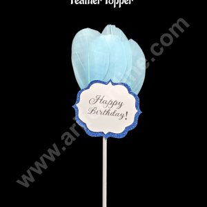 CAKE DECOR™ 1 Piece Blue Happy Birthday Feather Topper For Cake Decoration
