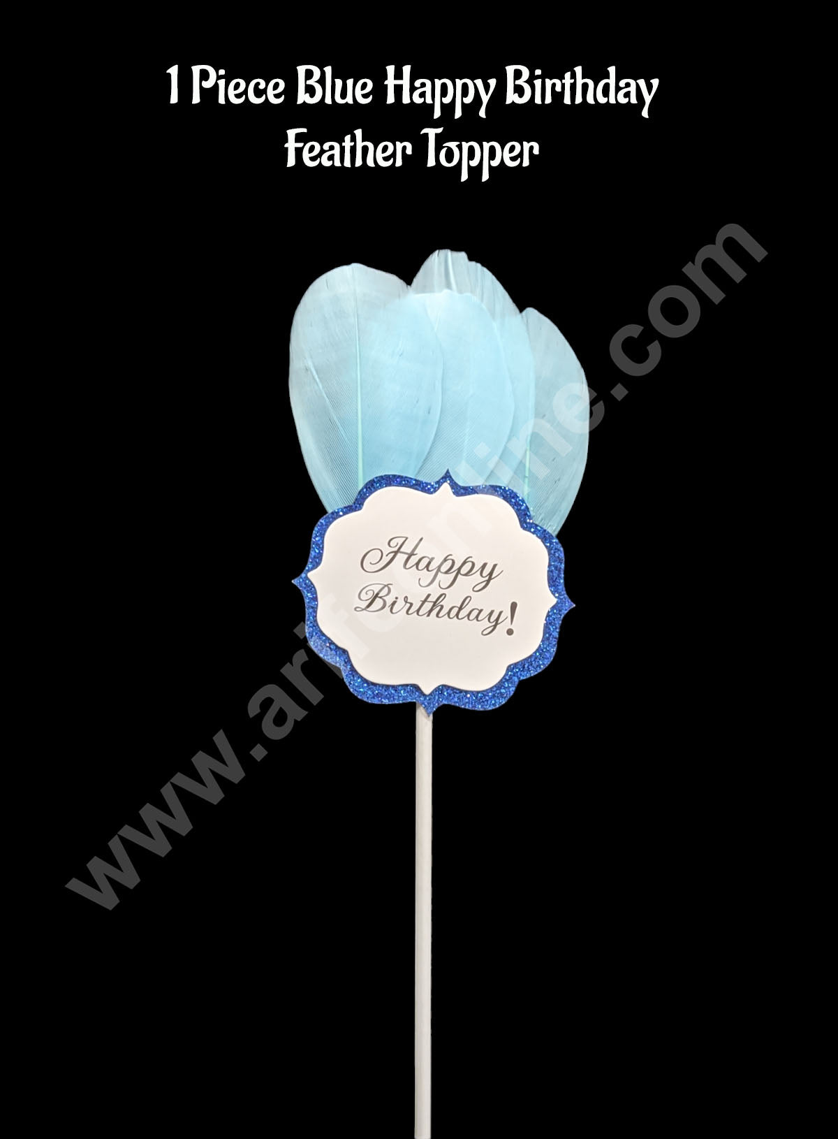 CAKE DECORβ’ 1 Piece Blue Happy Birthday Feather Topper For Cake Decoration