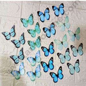CAKE DECOR™ 21 Pcs Vibrant Royal Blue Sparkle Butterfly Paper Topper For Cake And Cupcake Decoration