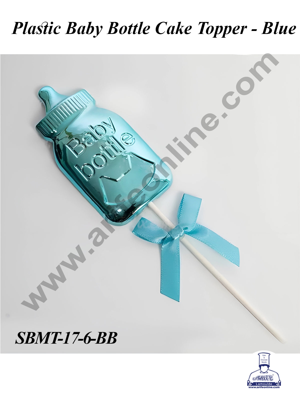 CAKE DECOR™ Plastic Blue Baby Bottle Cake Topper | Baby Shower Theme - 1 piece
