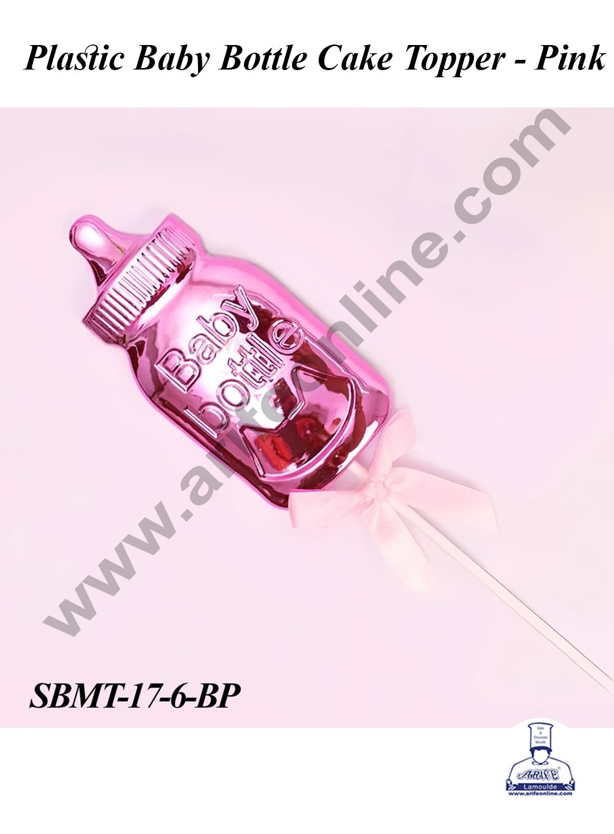 CAKE DECOR™ Plastic Pink Baby Bottle Cake Topper | Baby Shower Theme - 1 piece