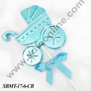 CAKE DECORβ’ Plastic Blue Baby Cart Cake Topper | Baby Shower Theme - 1 piece