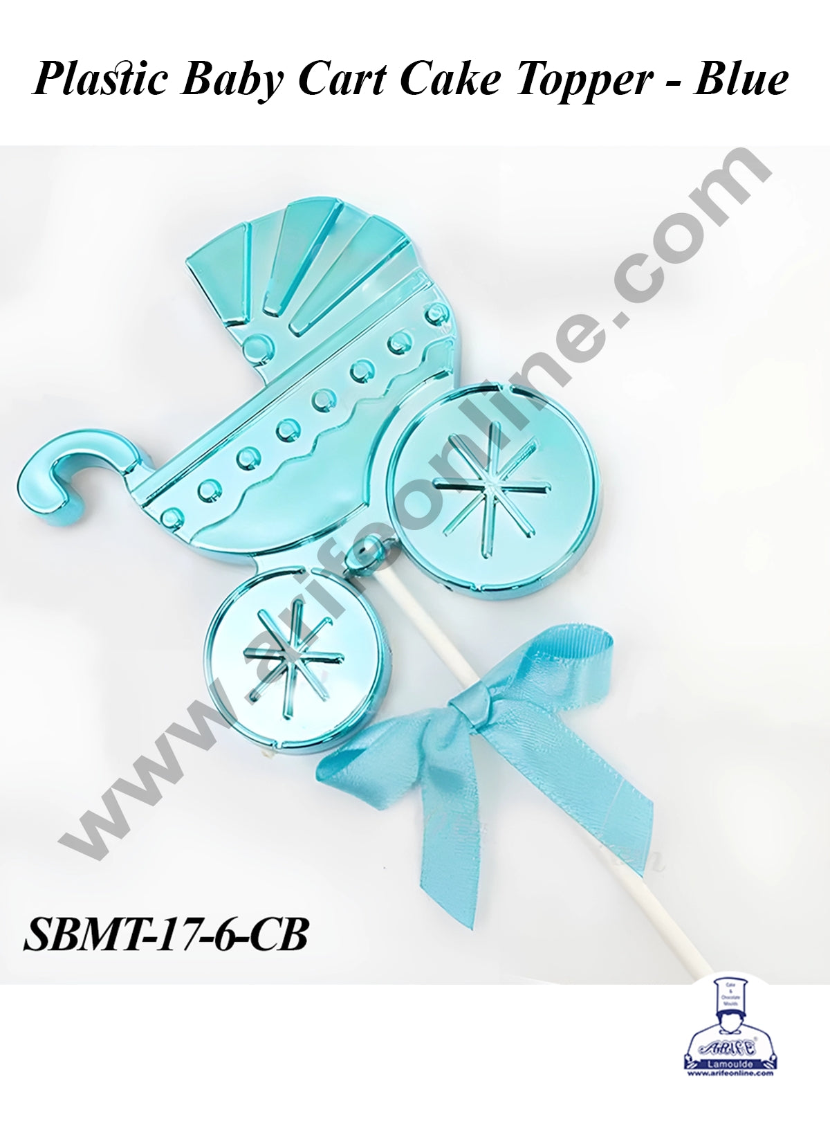 CAKE DECOR™ Plastic Blue Baby Cart Cake Topper | Baby Shower Theme - 1 piece