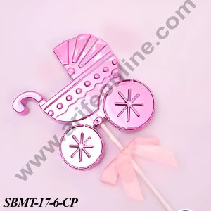 CAKE DECORβ’ Plastic Pink Baby Cart Cake Topper | Baby Shower Theme - 1 piece