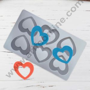Cake Decor Silicon 6 in 1 Double Heart Shape Chocolate Garnishing Mould Cake Insert Decoration Mould