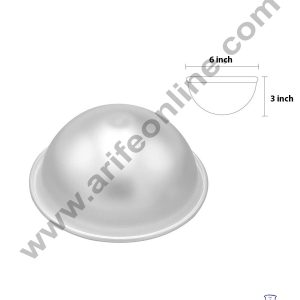 Cake Decor 2pcs Aluminum Half Sphere Ball Cake Mould, Round Cake Molds,Dome Cake Moulds ( 6 inch Diameter X 3 inch Height) No.6