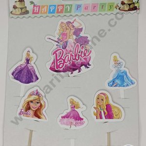 CAKE DECOR™ 6 pcs Barbie Theme Paper Topper For Cake And Cupcake