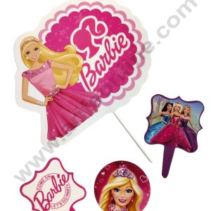 CAKE DECOR™ 4 Pcs Paper Barbie Topper For Cake And Cupcake | Assorted Design (SBMT-PT-191)