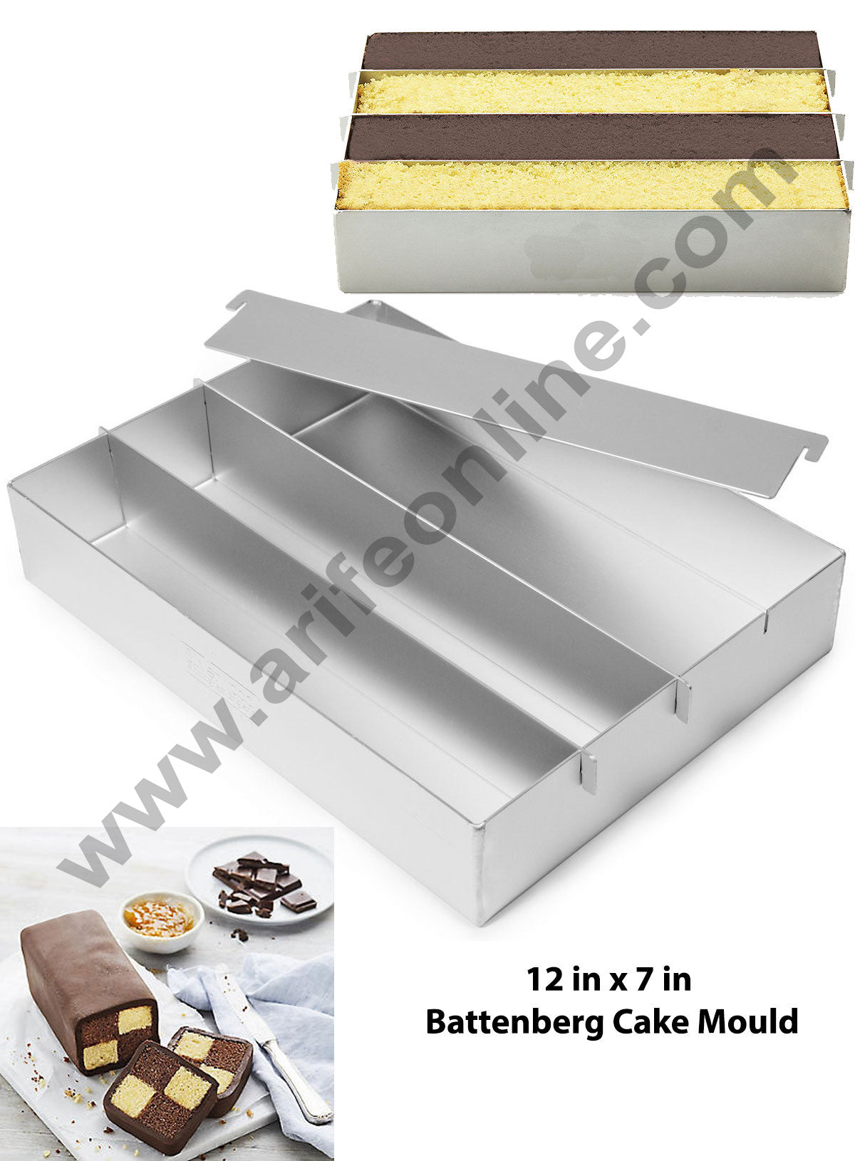 Cake Decor Aluminum Big Battenberg Cake Mould(12inch x 7inch)