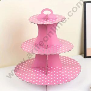 Cake Decor™ 3 Tier Medium Polka Dots Printed Round Cardboard Cupcake Stand