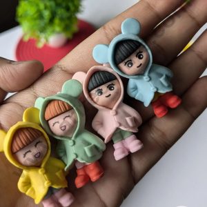 Cute Girl Raincoat Doll Rubber Cake Topper - 1 Pc -CAKE DECOR™
