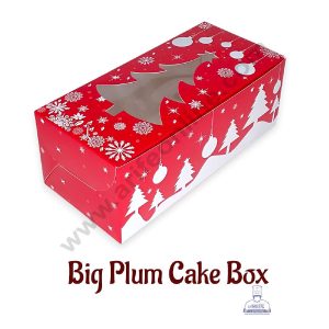 CAKE DECOR™ Christmas Theme 7 Plum Cake Box Tree Cutout Window, Plum Carriers - Big( 10 Pcs Pack )-N