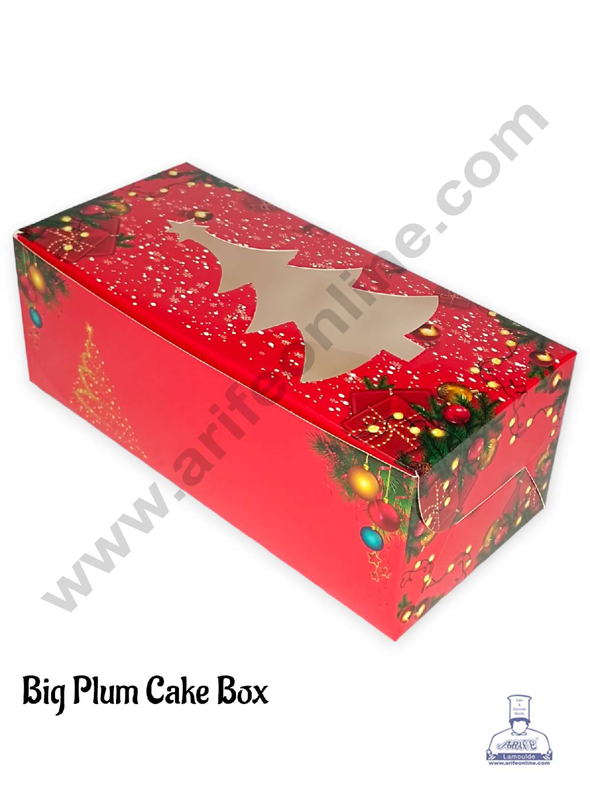 CAKE DECORβ’ Christmas Theme Plum Cake Box Tree Cutout Window, Plum Carriers - Big (10 Pcs Pack)