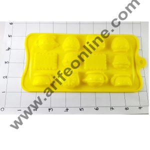 Cake Decor Silicon 12 Cavity Biscuit,Tea Cup and Tea Pot Design Brown Chocolate Mould, Ice Mould, Chocolate Decorating Mould
