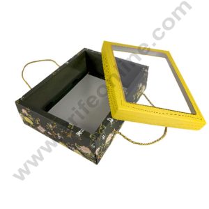 Emerald Blossom Design Hamper Box With Rope Handle - (1 Pc Pack) - CAKE DECORβ’