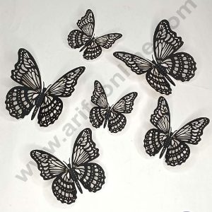 CAKE DECORβ’ 12 pcs Glitter Black Imported Butterfly Paper Topper For Cake And Cupcake