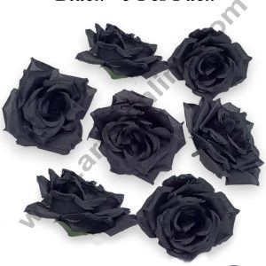 CAKE DECOR™ Large Rose Artificial Flower For Cake Decoration – Black ( 5 pc pack )