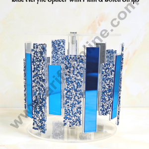 CAKE DECOR™ Blue Acrylic Spacer with Plain & Doted Strips Cake Spacer For Cake And Cupcake Decoration - 6 X 6 inch