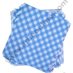CAKE DECOR™ Printed Parchment Paper | Bento Box Liner | Grease Proof Paper | Wrap Paper - Blue Checks/Plaid Print (100 Sheets)