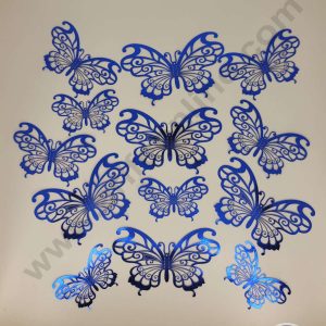 CAKE DECOR™ 13 Pcs Imported Blue Butterfly Paper Topper for Cake & Cupcake Decoration (SBMT-PT-IMP-001)