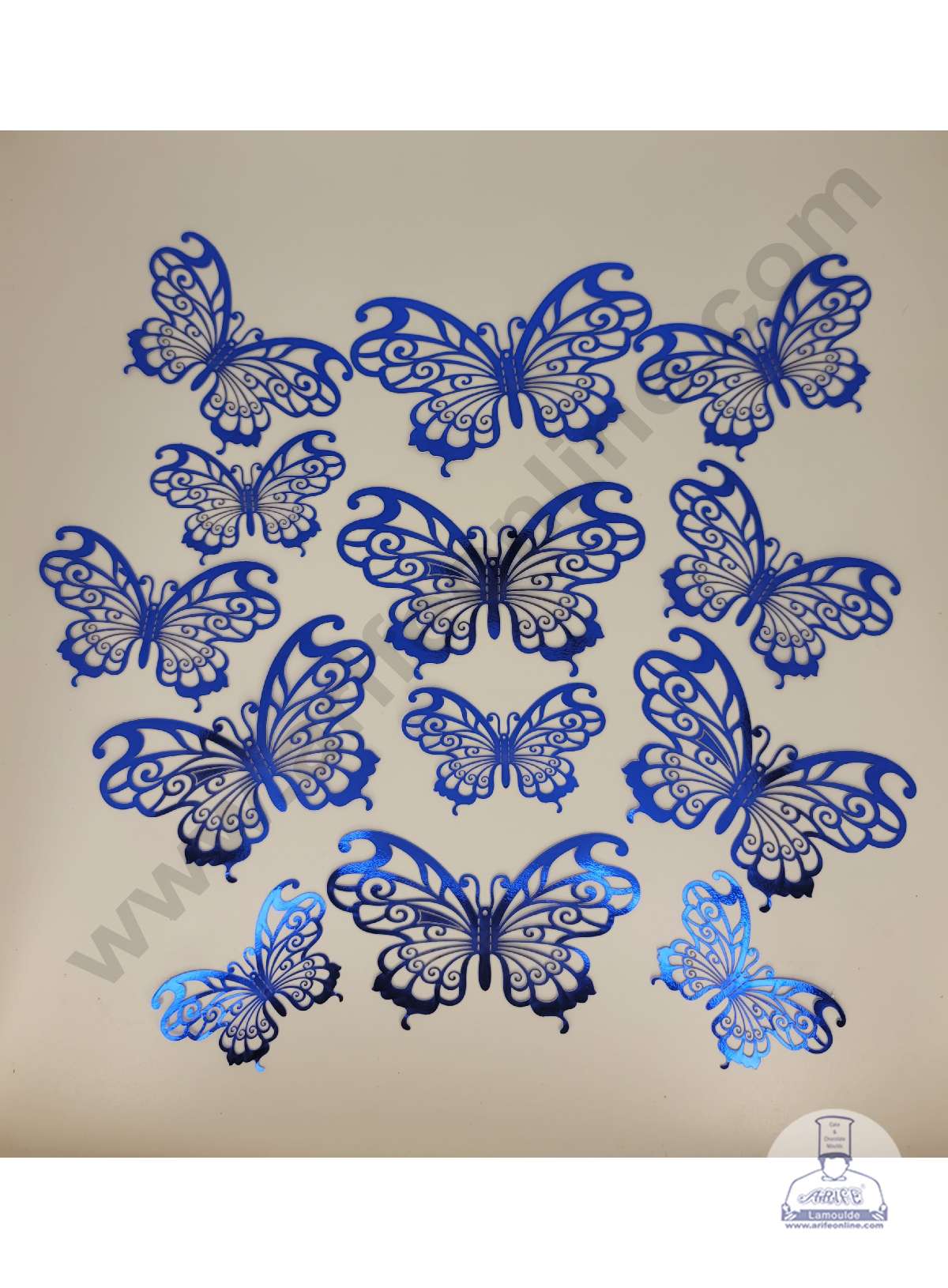 CAKE DECOR™ 13 Pcs Imported Blue Butterfly Paper Topper for Cake & Cupcake Decoration (SBMT-PT-IMP-001)