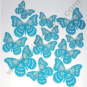 CAKE DECORβ’ 12 pcs Glitter Blue Imported Butterfly Paper Topper For Cake And Cupcake