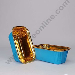 CAKE DECORβ’ 10 Pcs Small Golden Foil Coated Blue Paper Bake and Serve Plum Cake Mold