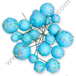 CAKE DECORβ’ Glitter Blue with Sprinkles Faux Balls Topper For Cake and Cupcake Decoration - ( 20 pcs Pack )